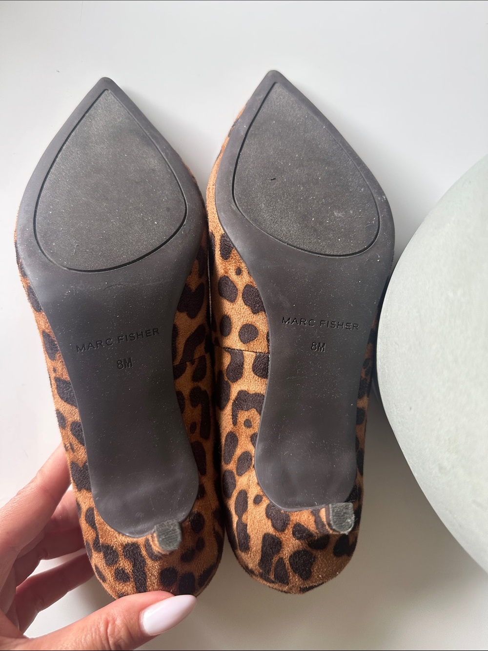 Marc Fisher Leopard-Print Pointed Toe Pumps in Brown and Black - Picture 2 of 4